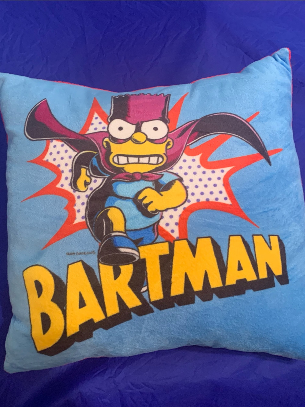 Bartman Blue Graphic Accent Pillow